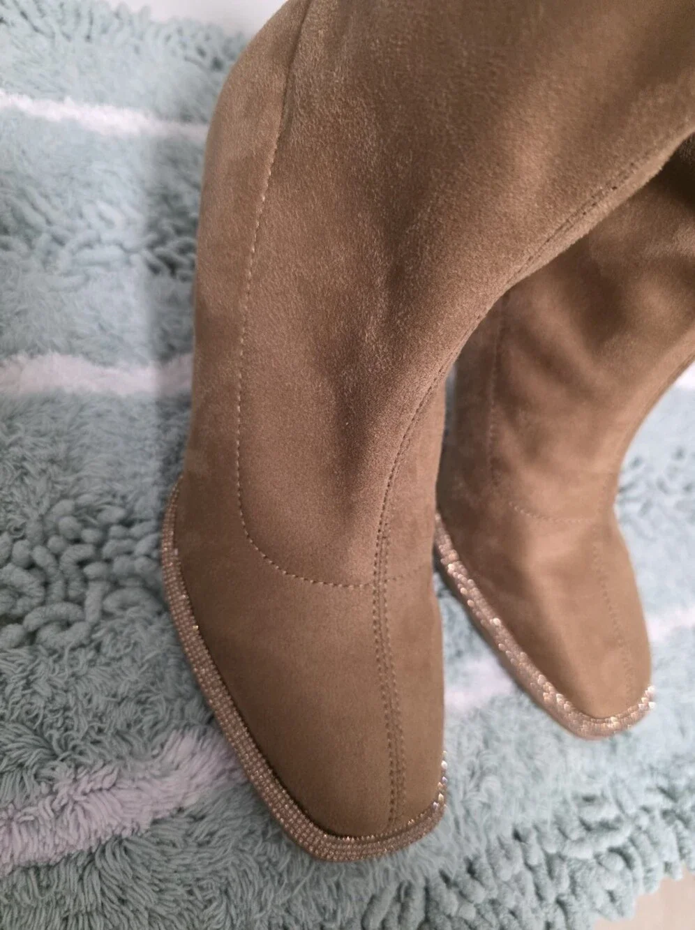 Over-the-Knee Suede Stretch Boots in Brown